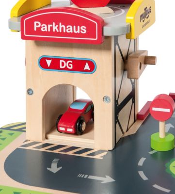 Parkgarage Kirmes 70x70cm Parkhaus Holz Autohaus Holzspielzeug Spielzeug Auto