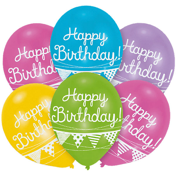 Luftballon Happy Birthday, 6 Stück