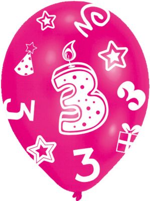 Latexballons Zahl 3, 6 Stück 2