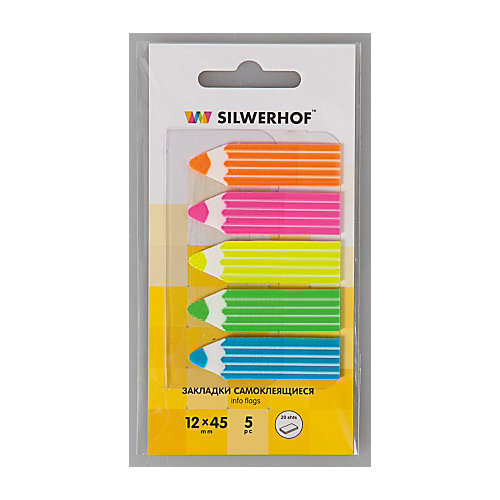 Silwerhof Закладки самоклеящиеся пластиковые "Карандаш", 5 цветов. от Silwerhof