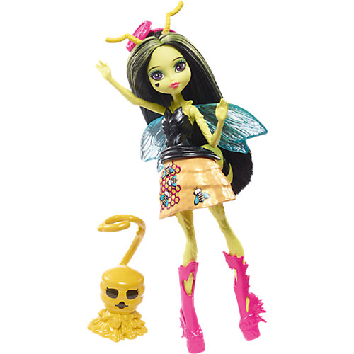 Мини-кукла Monster High «Цветочные Монстры» Пчела Беатрис с питомцем, 13 см от Mattel