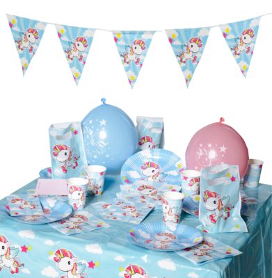 72pcs Einhorn Party Zubehör Kinder Geburtstag Set Baby Dusche Geschirr für 20 
