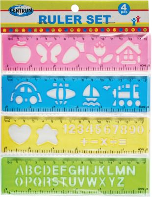 Centrum Набор линеек-трафаретов, 4 штуки по 15 см., пластиковые