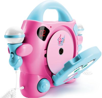 Kinder CDPlayer Girl mit 2 Mikrofonen, türkis & pink, bigben myToys