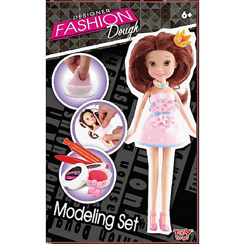 Набор для лепки с куклой Fashion Dough, Шатенка в розовом сарафане от TOY TARGET