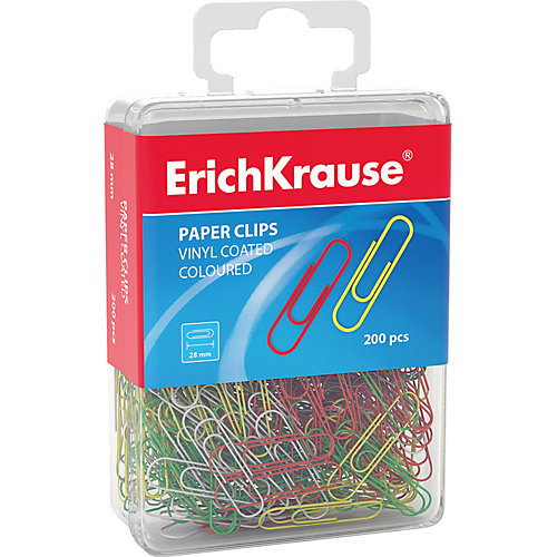 Erich Krause Скрепки цветные, 28 мм, в пласт. коробочке, 200 шт. от Erich Krause