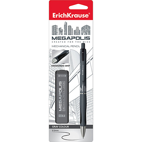 Erich Krause Карандаш механический MEGAPOLIS CONCEPT в наборе с 20 грифелями HB (в блистере), 0.5 мм от Erich Krause