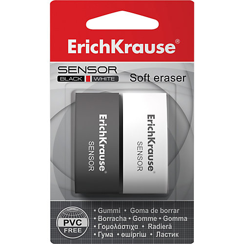 Erich Krause Набор 2 ластика SENSOR Black&White, в блистере от Erich Krause