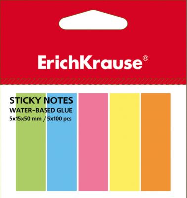 Erich Krause Флажки с клеевым краем Erich Krause 5х15х50 неон