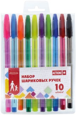 Набор шариковых ручек Action!, 10 цветов