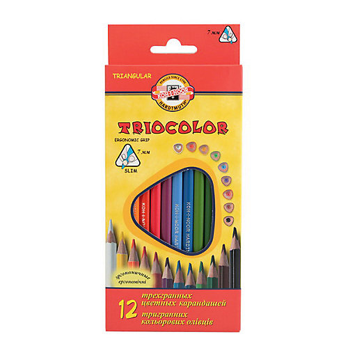 KOH-I-NOOR Набор карандашей цветных TRIOCOLOR трехгранных, 12 цв