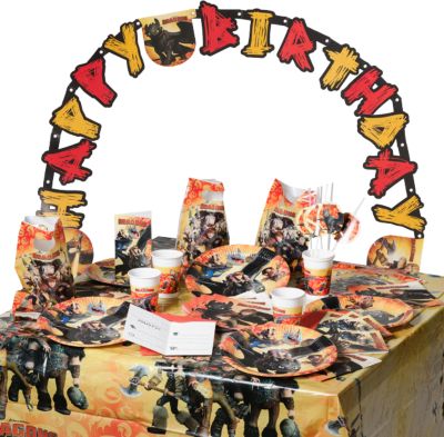 Partyset Dragons, 56-tlg. gelb/rot