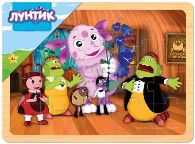 Игра из дерева "Лунтик", Step Puzzle