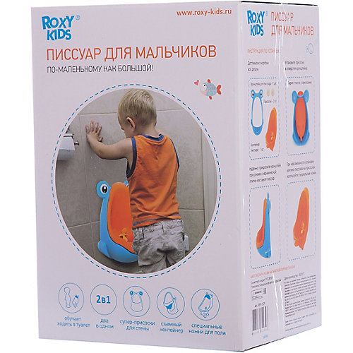 Детский писсуар на присосках Roxy-Kids Лягушка, оранжево-голубой от Roxy-Kids