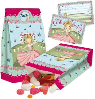 Partytten und Einladungskarten Prinzessin Floralie, 32-tlg. rosa