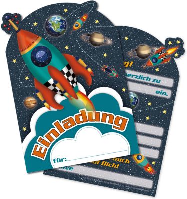 Einladungsset Mottoparty Wetraum Rakete, 32-tlg. 2