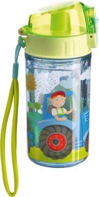 Glitzertrinkflasche Traktor gr�n