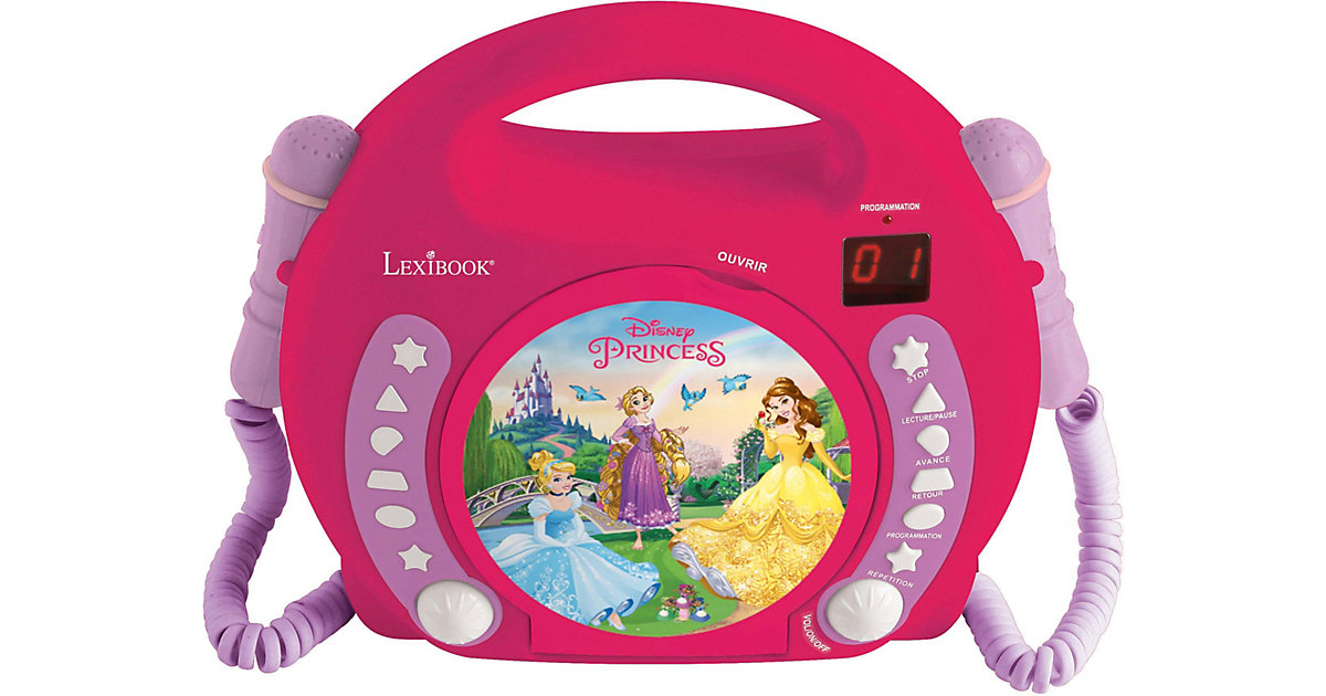 Disney Princess Kinder CD-Player mit 2 Mikrofonen pink