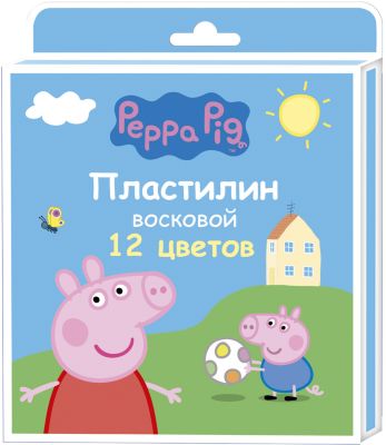 Пластилин восковой, 12 цветов, "Свинка Пеппа"