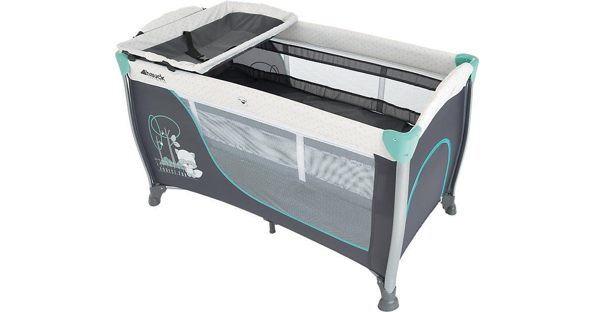 Hauck · Reisebett Sleep´n Play Center II (60 x 120 cm, inkl. Räder, Schlupf, 2. Ebene, Wickelauflage, Toybag, Vibration), Forest Fun Hauck · Reisebett Sleep´n Play Center II (60 x 120 cm, inkl. Räder, Schlupf, 2. Ebene, Wickelauflage, Toybag, Vibration), Forest Fun