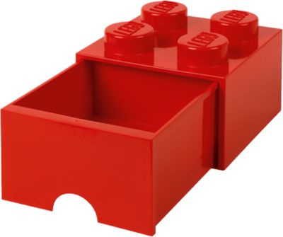 Image of Aufbewahrungsstein mit Schubfach und 4 Noppen in Rot