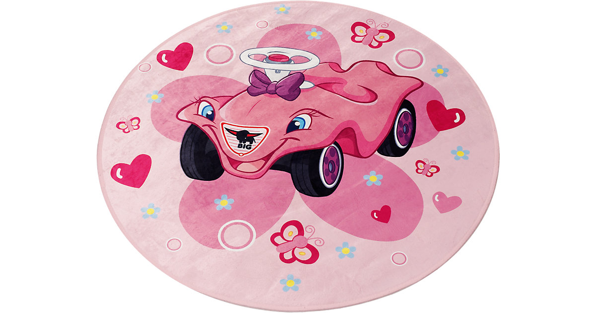 Kinderteppich Bobby Car, rund, rosa, 100 cm
