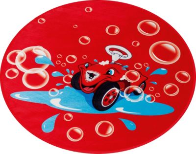 Kinderteppich Bobby Car, rund, rot, 100 cm