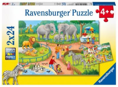 Image of 2er Set Puzzle, je 24 Teile, 26x18 cm, Ein Tag im Zoo