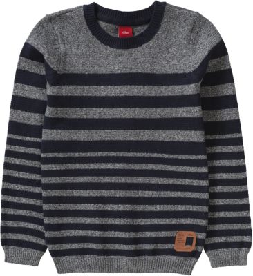 Vertbaudet Basic Pullover Jungen - Blau Gestreifter Baumwoll-Pulli