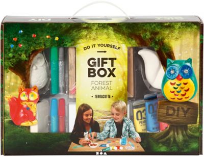 Geschenkbox kreatives Gestalten, Waldtiere aus Terracotta Kinder