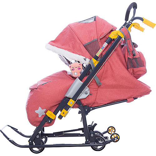 Санки-коляска Ника детям 7-3/2, в джинсовом стиле красный от Nika-Kids