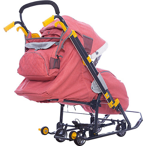 Санки-коляска Ника детям 7-3/2, в джинсовом стиле красный от Nika-Kids