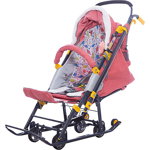 Санки-коляска Ника детям 7-3/2, в джинсовом стиле красный от Nika-Kids