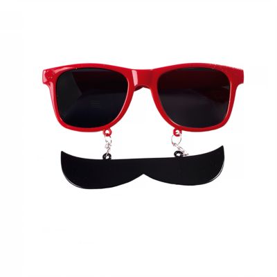 Карнавальные очки Усы красные из пластика