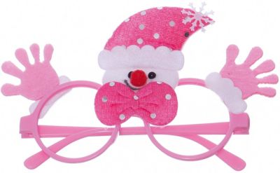 Новогодние очки Розовый Снеговик из полипропилена с декором из нетканого материала