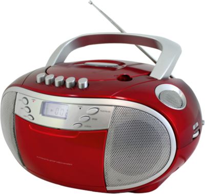 CDPlayer Boombox mit Radio und Kassettenplayer, rot