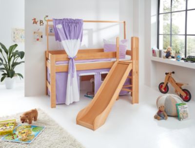 Vorhang Spielvorhang Bettvorhang PRINZESSIN lila//weiß für Kinder Hochbett 90x200