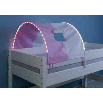 Tunnel inkl. LED-Beleuchtung zu Hoch- & Etagenbetten, Herz, rosa/weiß, 75 cm