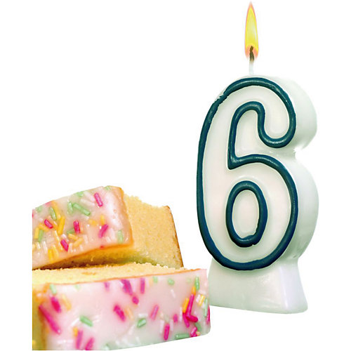 Свеча-цифра для торта Susy Card "6" 8,5 см, синяя от Susy Card