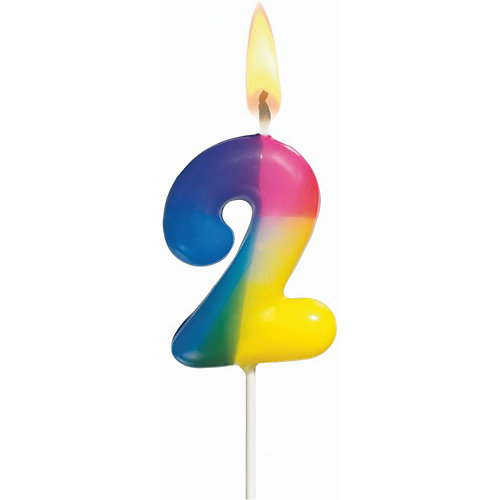 Свеча-цифра для торта Susy Card "2" 5 см., радужная от Susy Card