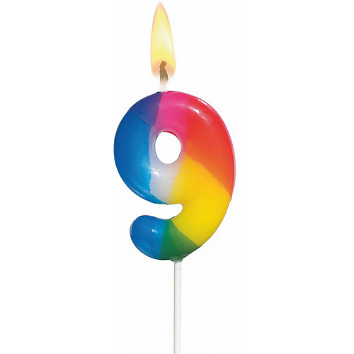 Свеча-цифра для торта Susy Card "9" 5 см., радужная от Susy Card
