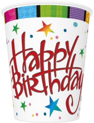 Стаканы Susy Card "Happy Birthday" 250 мл., 8 шт