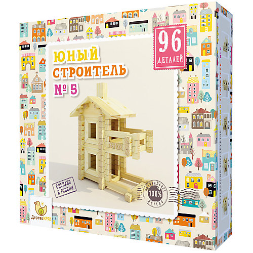 Деревянный конструктор Дерево кря! "Юный строитель № 5", 96 деталей