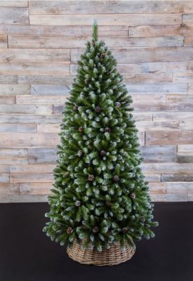 Искусственная елка Triumph Tree "Императрица. С шишками, заснеженная", 155 см (белая, зеленая)