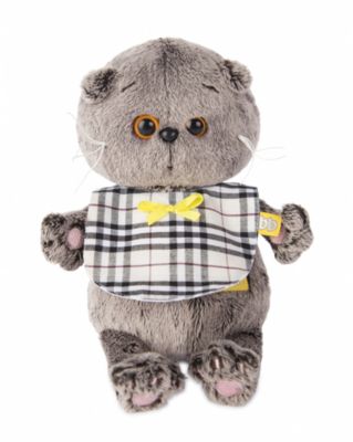 Мягкая игрушка Budi Basa Кот Басик Baby в клечатом слюнявчике, 20 см