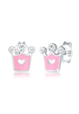 Silvinity Kinder Ohrringe Silber 925 Halbcreolen Ohrstecker mit Kristallen in türkis oder rosa für Mädchen