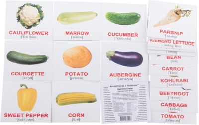 Набор обучающих мини-карточек Вундеркинд с пелёнок "Vegetables/Овощи", двухсторонний 40 штук