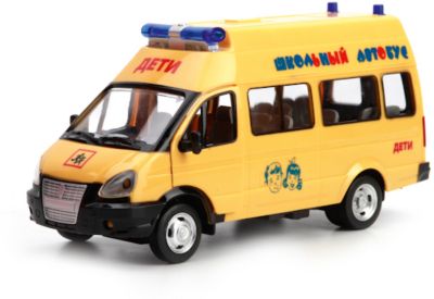 Инерционная машинка Технопарк "Газель. Школьный автобус", свет звук