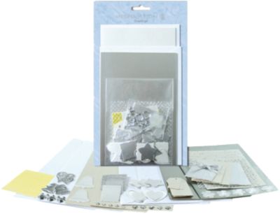 4 Grukarten-Set Silver + Kurverts, Accessoires silber