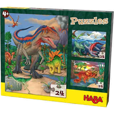 HABA 303377 Puzzles - 3 x 24 Teile - Dinosaurier